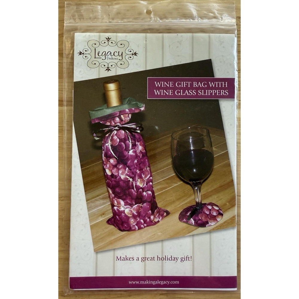 Legacy Pattern - Wine Gift Bag With Wine‎ Glass Slippers #LEG9319 Uncut